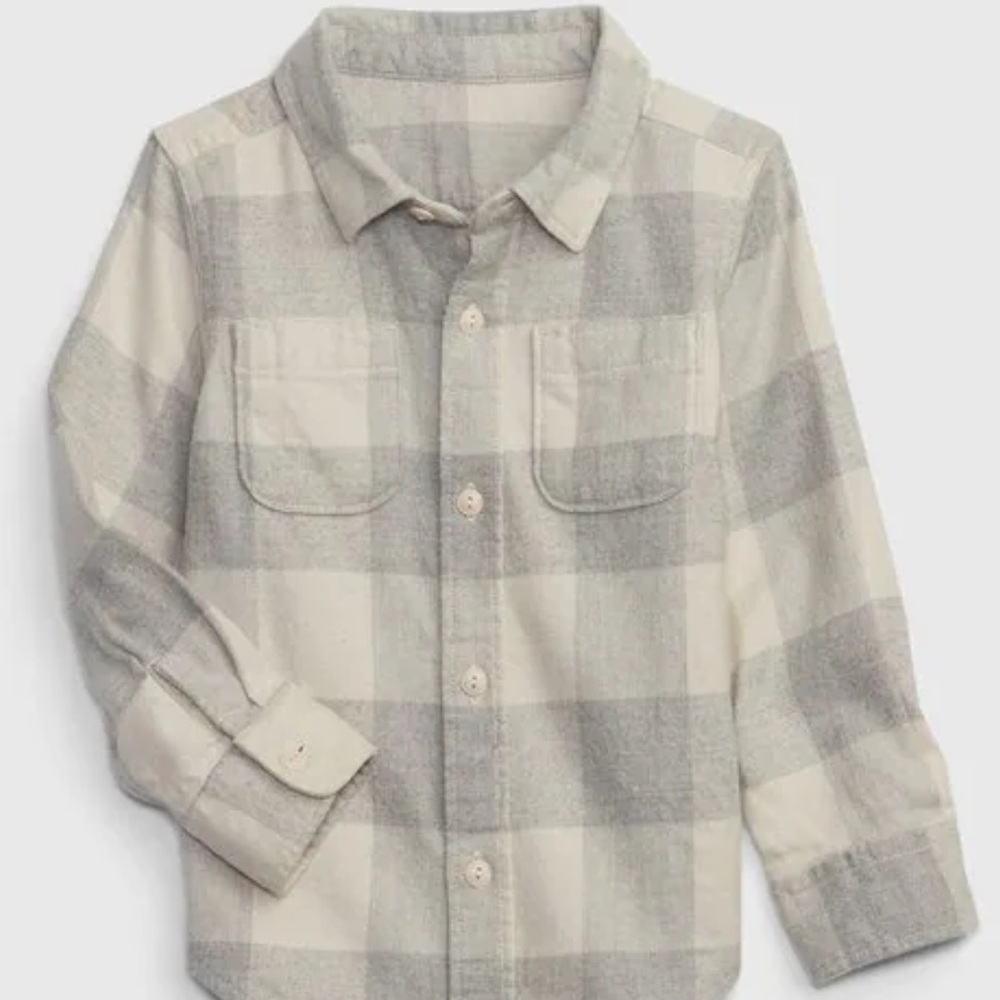 3/$10 GAP Cream and Gray Checkered Shirt